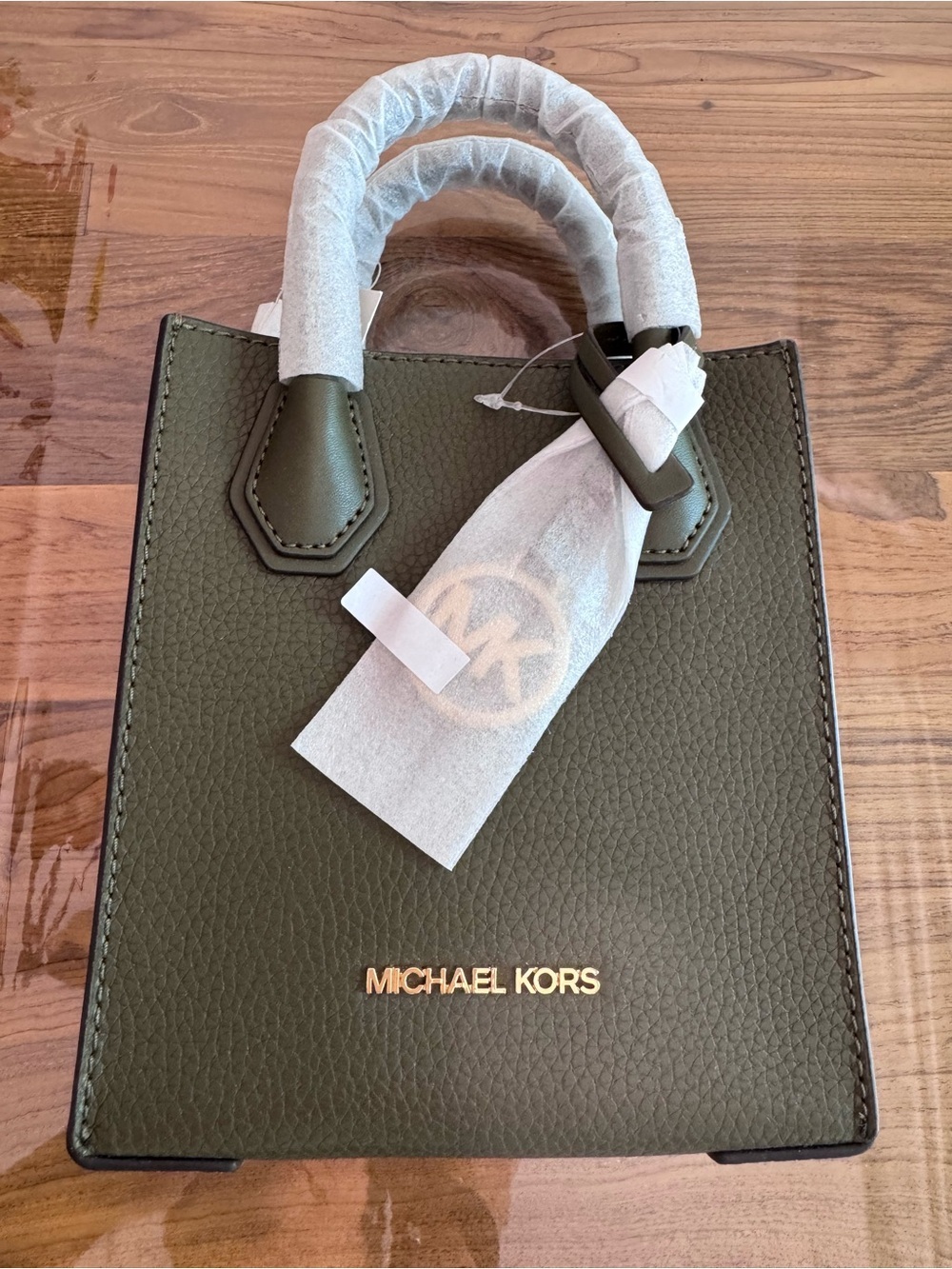 Michael Kors Olive Leather Mini Shopper Tote